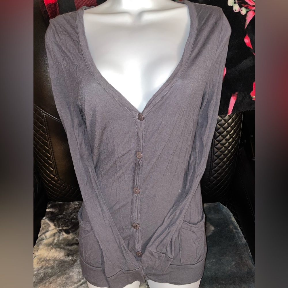 Active Basic Grey with Lace Back Cardigan